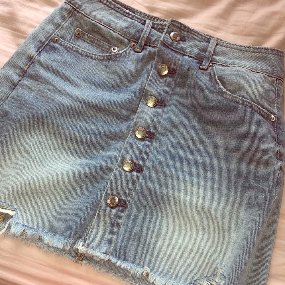Button up denim skirt